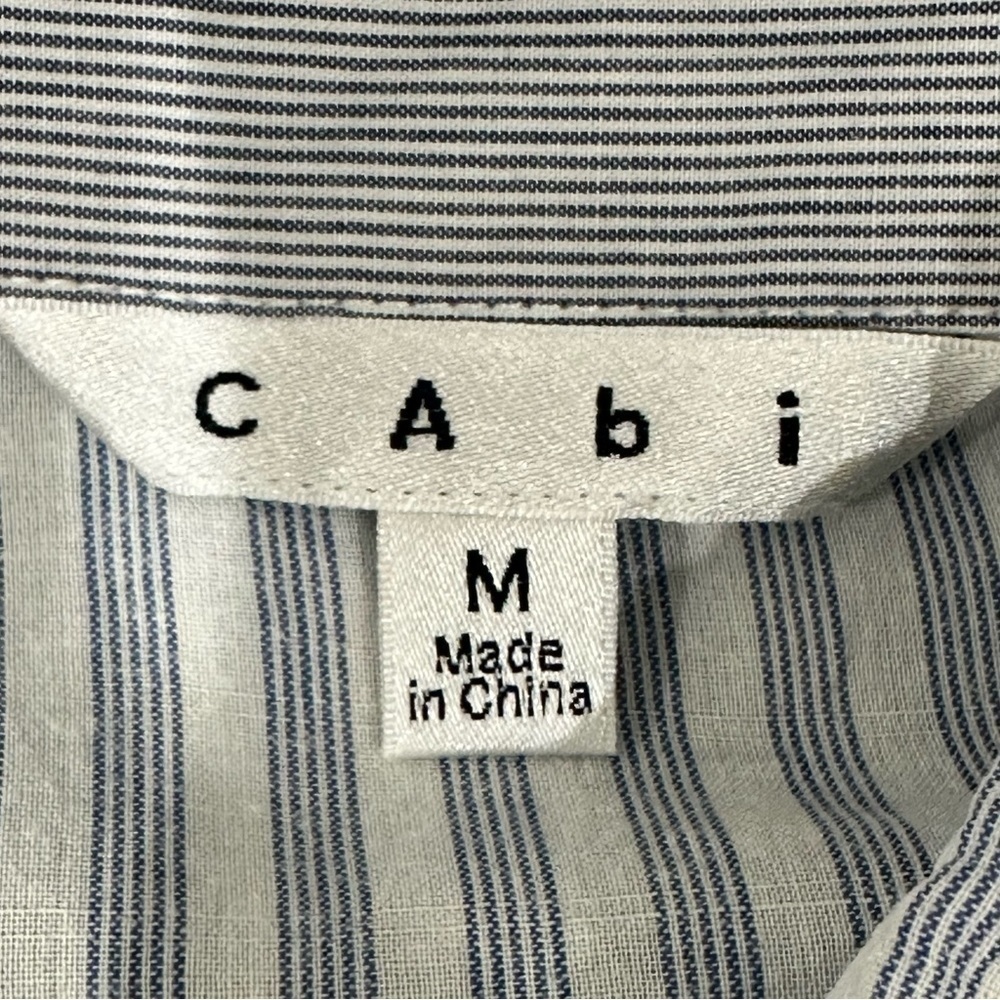 cabi Pucker Stripe Button Down Blue White Shirt Style #244 - Picture 6 of 7